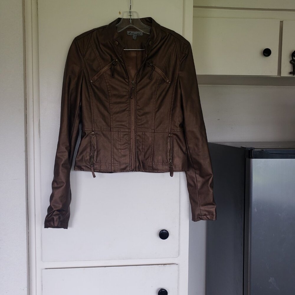 Madmodelle Brown Metalic leather Jacket Size Small